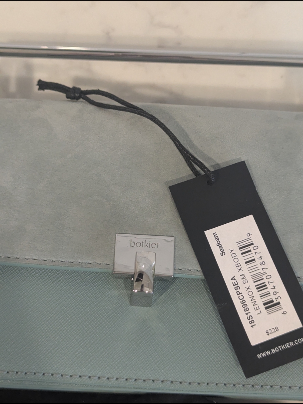 Botkier New York Lennox Blue Suede & Leather Chain Mini Shoulder Bag - Picture 9 of 10